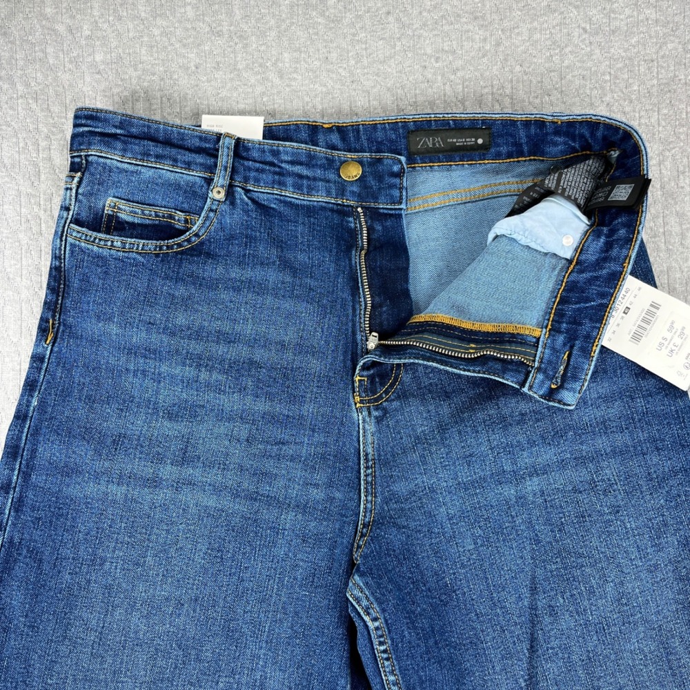 New Zara baggy Wide Leg Bootcut Jeans Women 8/32x33 Blue High Rise Flare Y2K 90s - Picture 12 of 13
